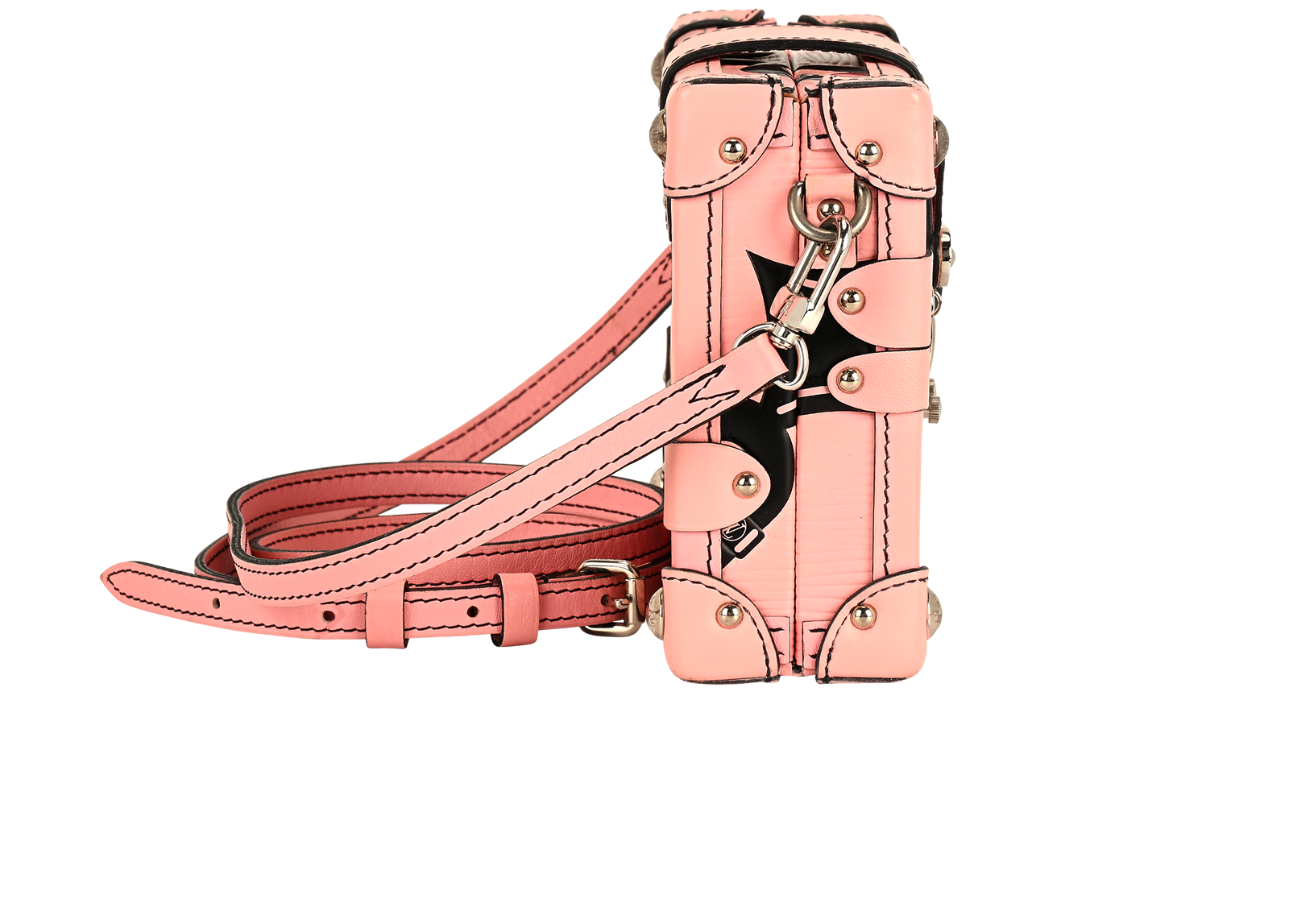 Petite Malle, &pound;2,100, Handbags, Black/Pink, Canvas/Leather, Side view